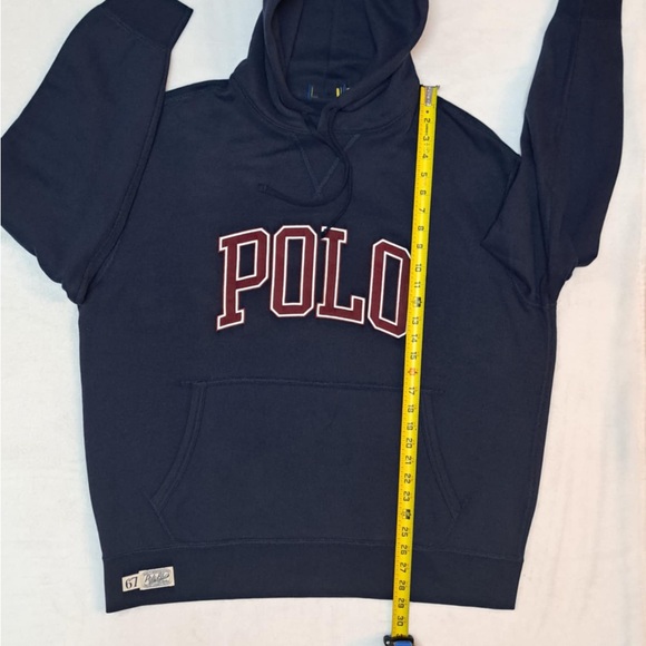 Polo Ralph Lauren Logo Collegiate Letterman Navy Fleece Hoodie - Men's size 1XB - Picture 8 of 12